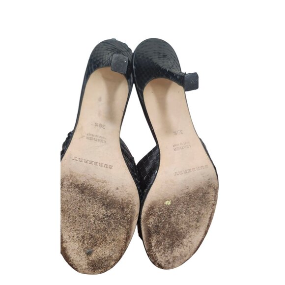 Burberry Black Snakeskin High Heel Sandals Size EU 39.5/US 9 Designer Open To - Picture 11 of 13